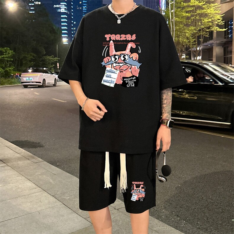 套装！华夫格套装短袖T恤短裤男HTZ534-特p：38,男装牛仔裤,电商B371