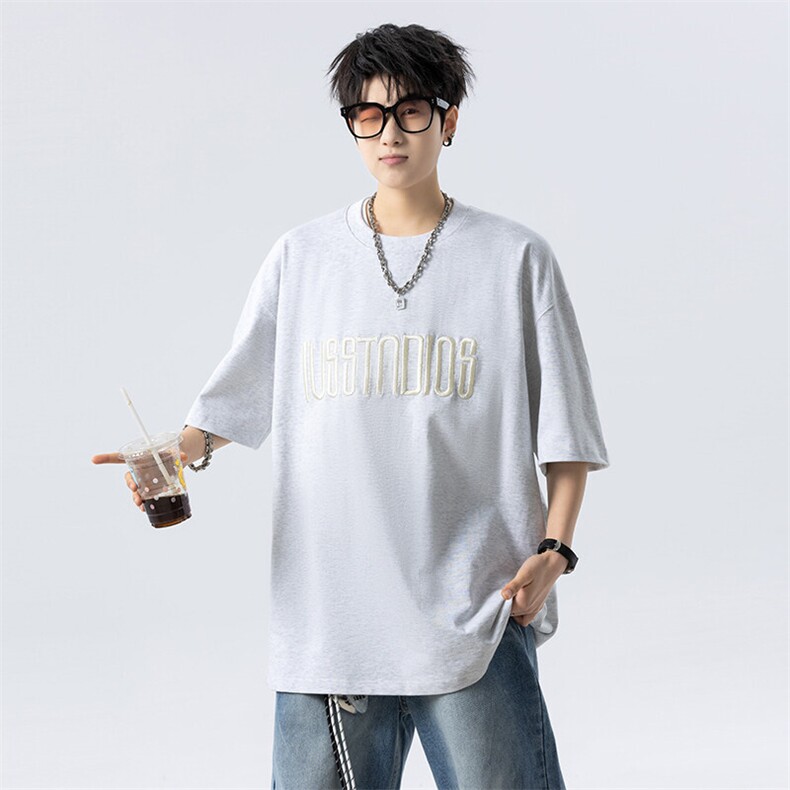 2025夏季新款男士潮牌印花短袖T恤字母刺绣半袖T126-P35-控58,男装T恤,电商D309