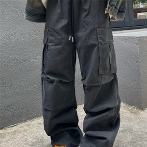 美式复古多口袋工装裤男潮牌宽松休闲裤ins潮流垂感百搭阔腿长裤图片