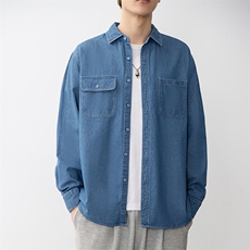 25年春季长袖衬衫工装潮流牛仔衬衣宽松现货DS-C323-1-N85-批49，男装衬衫，电商C323-1