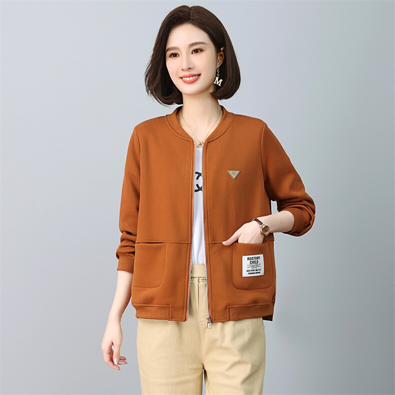 （新款长期有货）妈妈秋装外套宽松休闲开衫棒球服卫衣2024上衣,女装短外套,忆绮罗