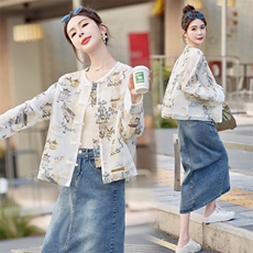 2B081-2852-P145-K218新款百搭刺绣唐装薄外套防晒衣上2026，女装短外套，2B081