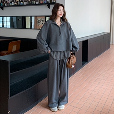 大货已出韩系休闲条纹拼接卫衣阔腿裤套装F716-P165-K268，女装套装/套裙，2C255