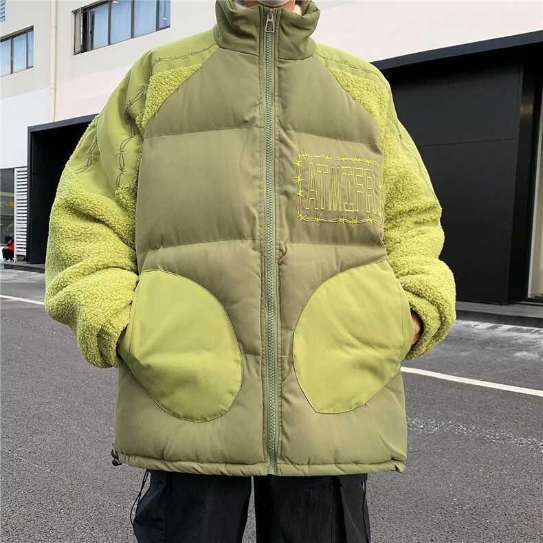 冬季新款羊羔毛拼接棉衣情侣潮牌加厚面包服-MY082，男装棉衣，星座1002-2