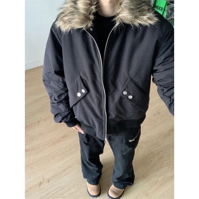 【有货】S476CC-特P98毛领工装棉服男加厚短款飞行夹克外套,男装夹克,星座1007（原301D）