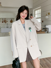 春现浅色系简约贴标西装外套B190-5023-K178-P130，女装西装，2B190