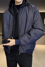 标50白鸭绒冬装羽绒服男假两件连帽牛仔外套B317/J555/P238，男装工装外套，电商B317