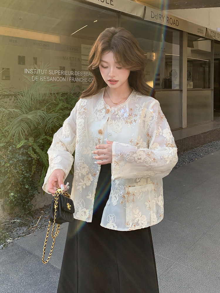 新款上新2025新中式重工亮片刺绣防晒外套女85083-208A-P160-K255,女装短外套,浙宝208A