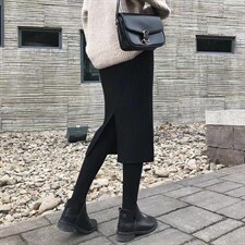 现货 坑条针织半身裙，女装半身裙，东町