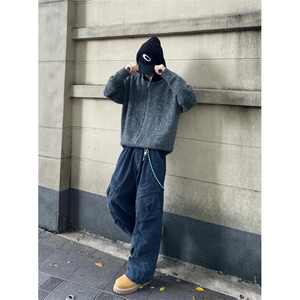 【有货】D563CC-特P65 连帽毛衣男慵懒针织开衫外套图片