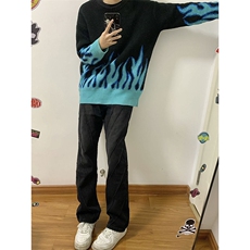 B221美式ins高街暗黑小众个性设计直筒牛仔裤LK23144-P65控88，男装牛仔裤，电商B221