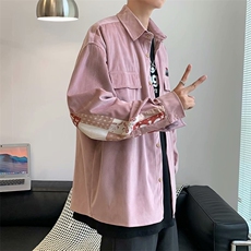 春秋衬衫男休闲口袋衬衣男装宽松印花外套工装修身上衣LS531P39，男装衬衫，星座1013-5