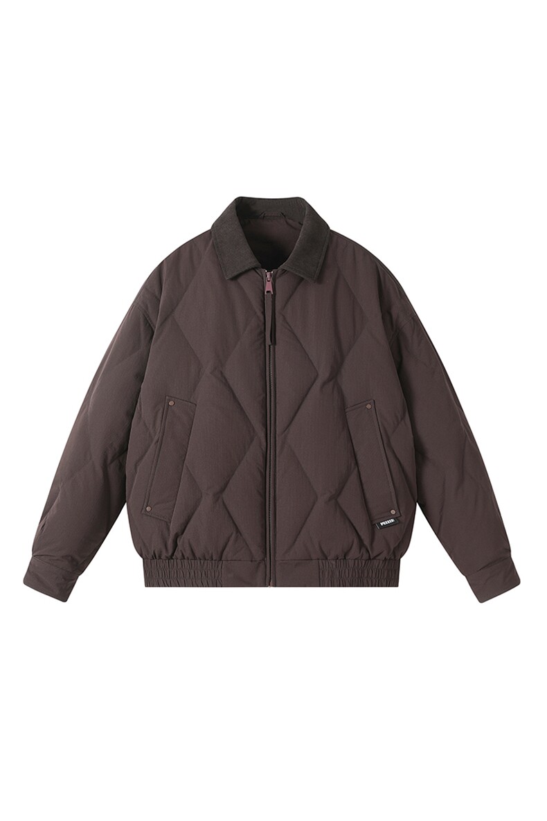 2025冬季新款菱格翻领夹克羽绒服男潮牌百搭保暖羽绒服外套,男装夹克,电商A234