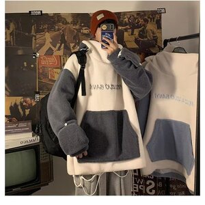 羊羔毛鲨鱼卫衣男宽松百搭连帽秋冬季外套情侣装218-8WY8815P53,冬季宽松卫衣搭配图片