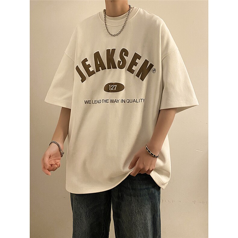 美式复古夏季新款字母印花短袖青少年上衣JK23209-p35控48,男装T恤,星座605(原A050)