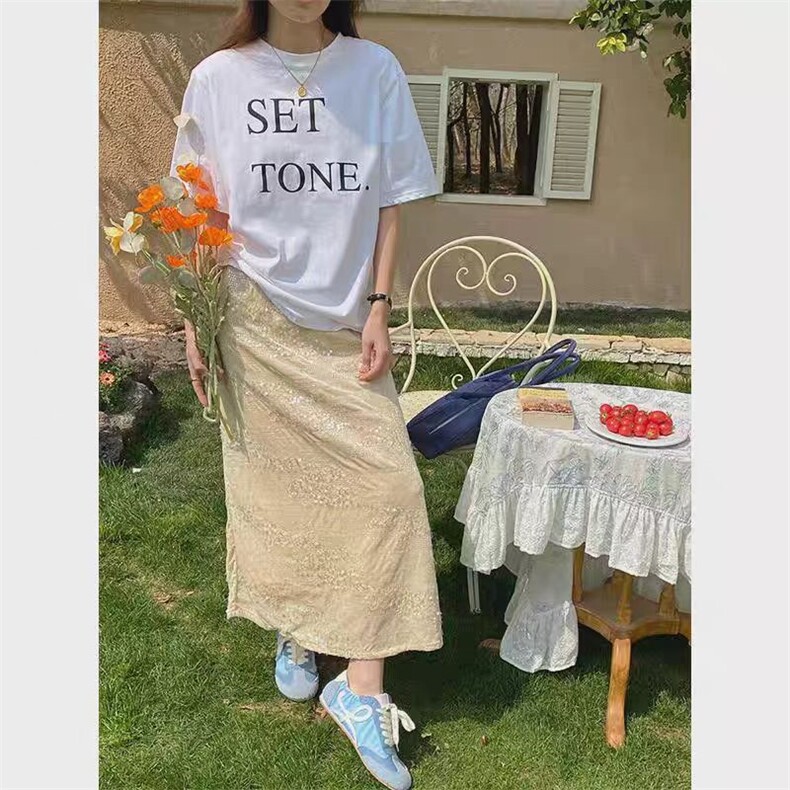 2025简约百搭亮片半身裙，女装半身裙，湘姗