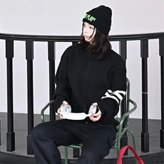 重磅秋冬北极绒开衫毛衣美式复古休闲慵懒风男女立领针织衫外套，男装针织衫/毛衣，电商A486