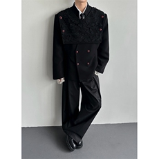 26春夏男士宫廷复古刺绣宝石纽扣蕾丝拼接礼服西装xz192-p178，男装西服套装，电商B288