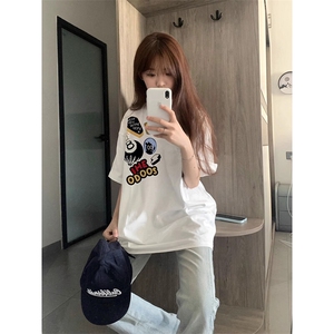 万针全刺绣工艺 得物抖音高品质260克纯棉双纱美式高街短袖T恤P33图片