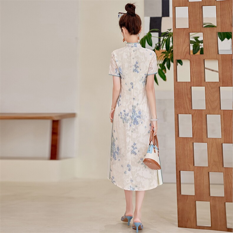 旗袍中式国风2025新款春夏季少女高级感优雅气质改良连衣裙,女装连衣裙,利佳可人
