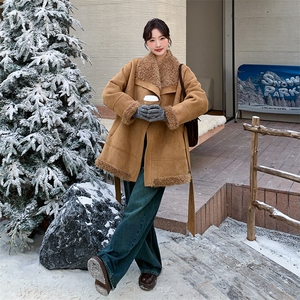 新款现货 有数据 韩系大翻领皮毛一体2C277-9518-P215-K338图片