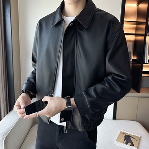 秋季店主风新款翻领纯色修身外套时尚潮流百搭夹克男 PY108-P110图片