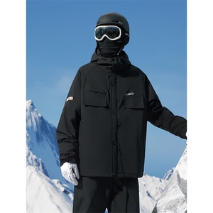 冬款防风防水单板双板保暖加棉加厚连帽滑雪服外套男女HF58-P160图片