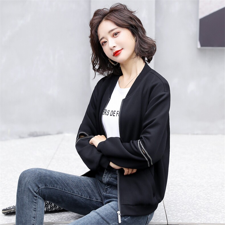 太空棉棒球服外套女2022春秋新款韩版宽松印花上衣洋气百搭短外套图片
