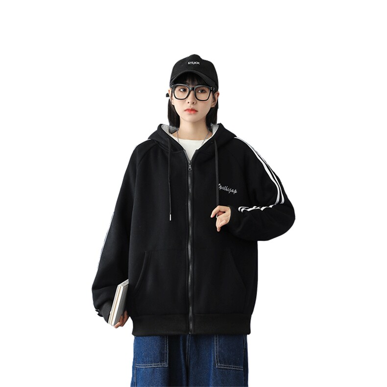 2024冬季新款连帽卫衣男港风ins加绒宽松大码外套WY668P58,男装卫衣,电商A086