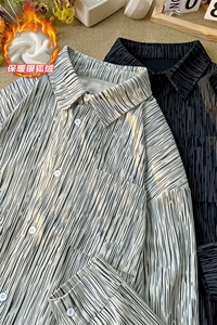 特批P55无差价冬季大码加绒加厚扎染长袖衬衫男士外套C2542J加绒图片