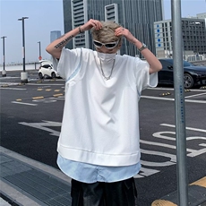 短袖假两件新款青春流行潮流潮T恤夏季男标准圆领时尚，男装T恤，星座716-2