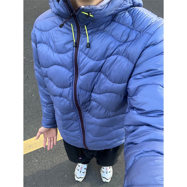高品PP土司服轻量防风防水90白鸭绒波浪连帽羽绒服男女A1148-P175图片