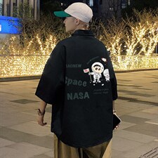 ！夏款港风冰丝衬衣男黑寸衫男白短袖衬衫男DXC290-P30，男装衬衫，电商B371