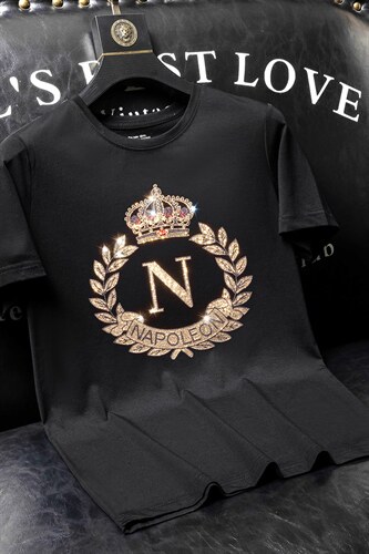 套头短袖燙钻潮休闲圆领T恤夏季亮片大码简欧QT4066-1-A6021-P50,男装T恤,电商A227B（原钱塘4066-1）