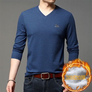 长袖t恤男秋冬季中年男士打底polo衫爸爸装休闲上衣HPNT7711-P80图片