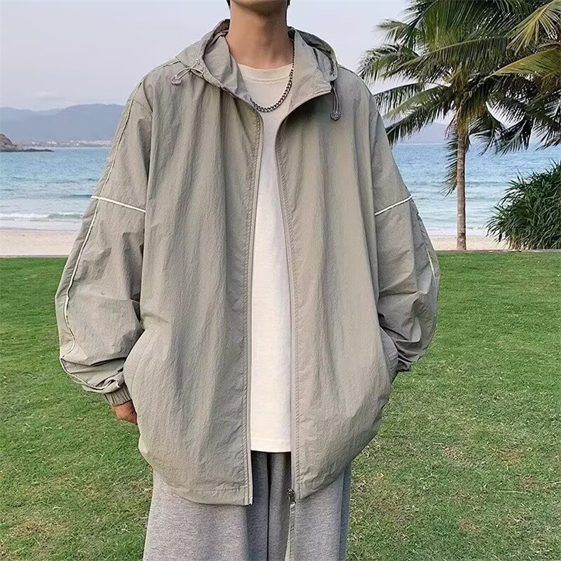 超薄速干户外防晒衣男女学生青少年宽松连帽夹克休闲运动潮流外套,男装夹克,星座506A