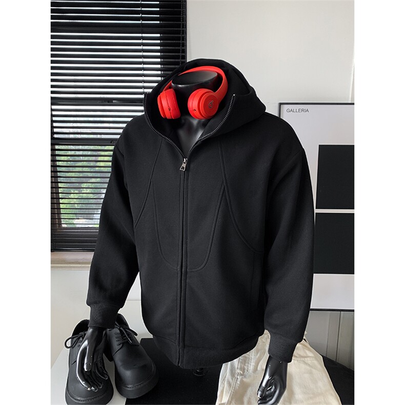 春季新款420g重磅华棉解构连帽大码卫衣外套男W5088特P60控108，女装短外套，电商A001