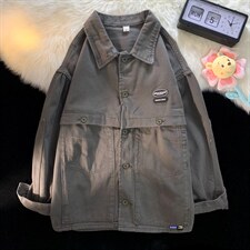 春秋季ins日系工装外套男潮牌休闲上衣复古翻领夹克W3517-P68，男装衬衫，星座512-2