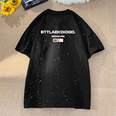 可48小时发货支持抖音得物来样二开美式满天星亮片短袖T恤MTX683，男装T恤，电商A486