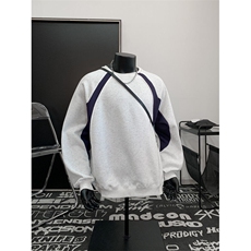 美式hiphop卫衣男款秋冬季加绒加厚潮流撞色拼接情侣圆领休闲上衣，男装卫衣，星座809A(原222-1)