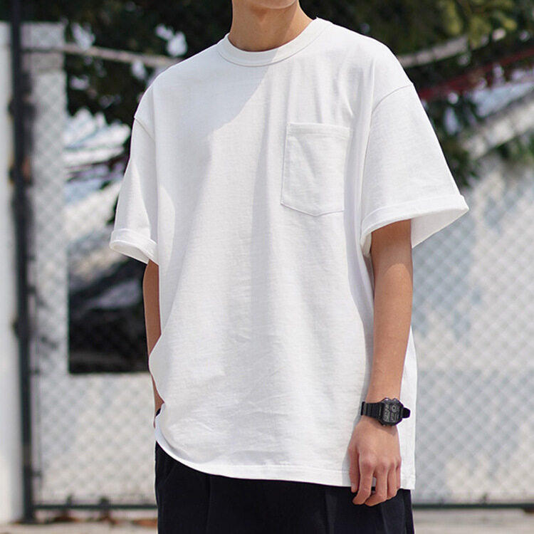 抖音得物重磅美式休闲复古口袋短袖T恤圆领宽松纯棉衫男女款T21，男装T恤，星座210