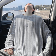 特批P30无差价秋季复古抓毛绒感纹理感大码圆领长袖T恤男T5175，男装T恤，电商A001-1
