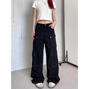 美式复古高街多口袋工装裤男女cleanfit宽松直筒裤子LN10633-P54