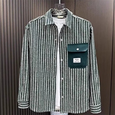 衬衫纯棉条纹长袖男春秋衬衫式夹克痞帅加厚翻领外套L8832P53，男装夹克，星座1013-5