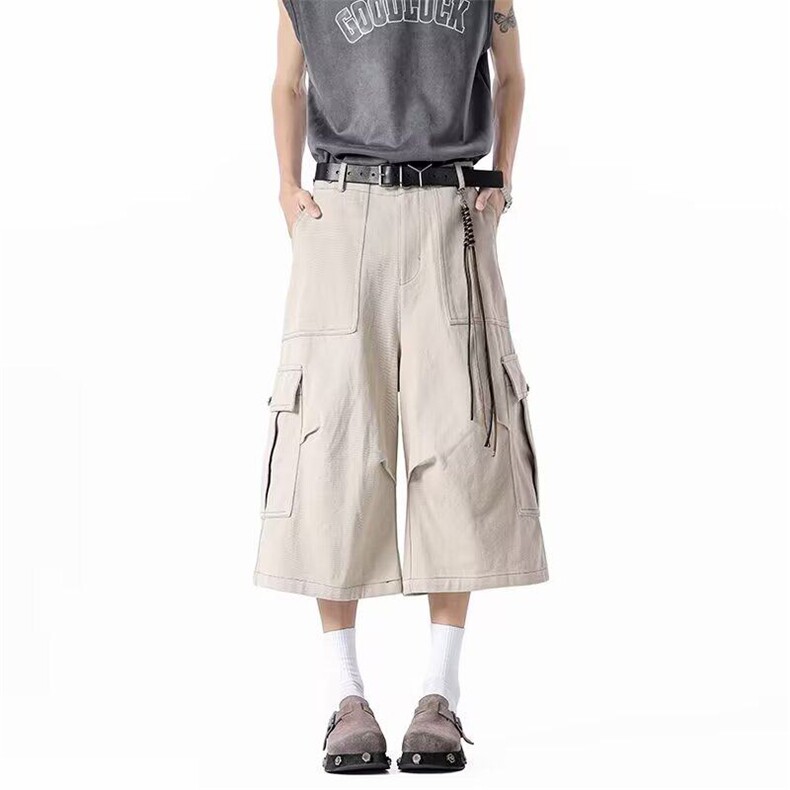 美式抽绳休闲裤男女夏季薄款cleanfit速干运动阔腿裤直筒工装裤子，男装工装外套，星座715-4