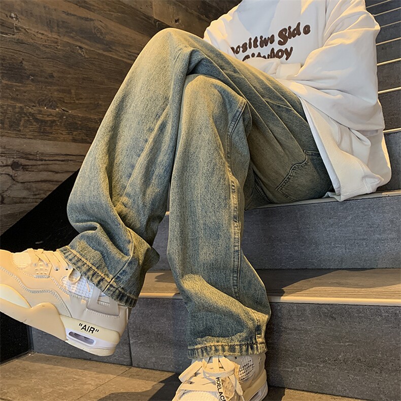 春秋现货抖音高品质微喇叭半松紧腰牛仔裤男GK01-P60-限价78，男装牛仔裤，星座310A-1