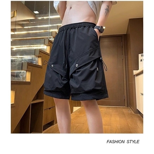 W9759-P35网图现货工装短裤男款夏季大口袋宽松休闲五分裤