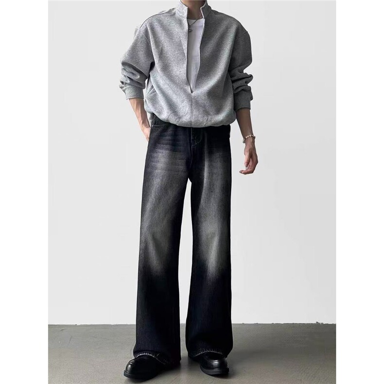 美式牛仔裤男款春秋季垂感百搭阔腿裤休闲宽松直筒裤NA408，男装牛仔裤，星座208-5