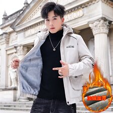 冬季新款棉服男模特加厚夹克风衣保暖外套工装棉衣黄色862加绒，男装夹克，星座1207