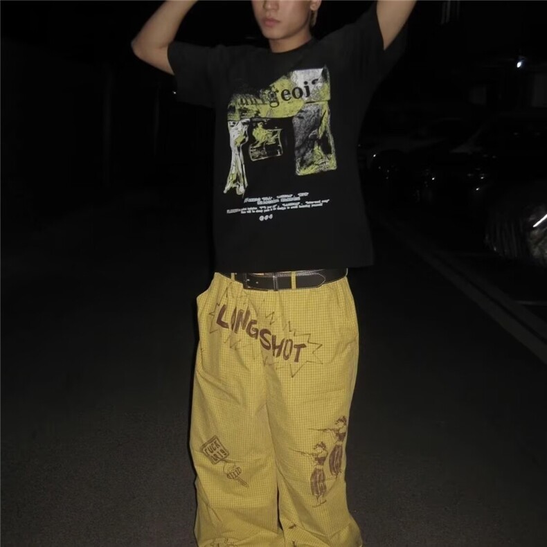 肌肉美式卫裤运动健身裤子春秋季训练篮球宽松高街潮牌束脚长裤男图片